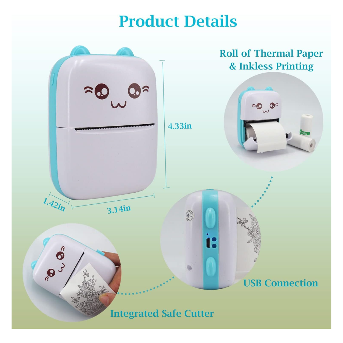 Miniatura 4 de Mini impresora digital gatito C9